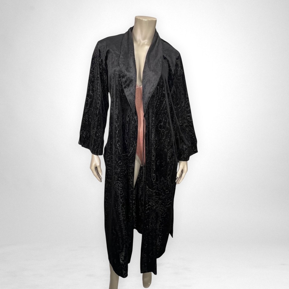 Vintage JONES NEW YORK Black Velvet Robe L/XL